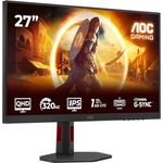 AOC Q27G4SRU 27 Zoll WQHD Monitor, 320Hz Fast IPS Panel, 1ms GtG, HDR400, FreeSync Premium, G-Sync Comp., Höhenverstellung, Lautsprecher, Schwarz/Rot