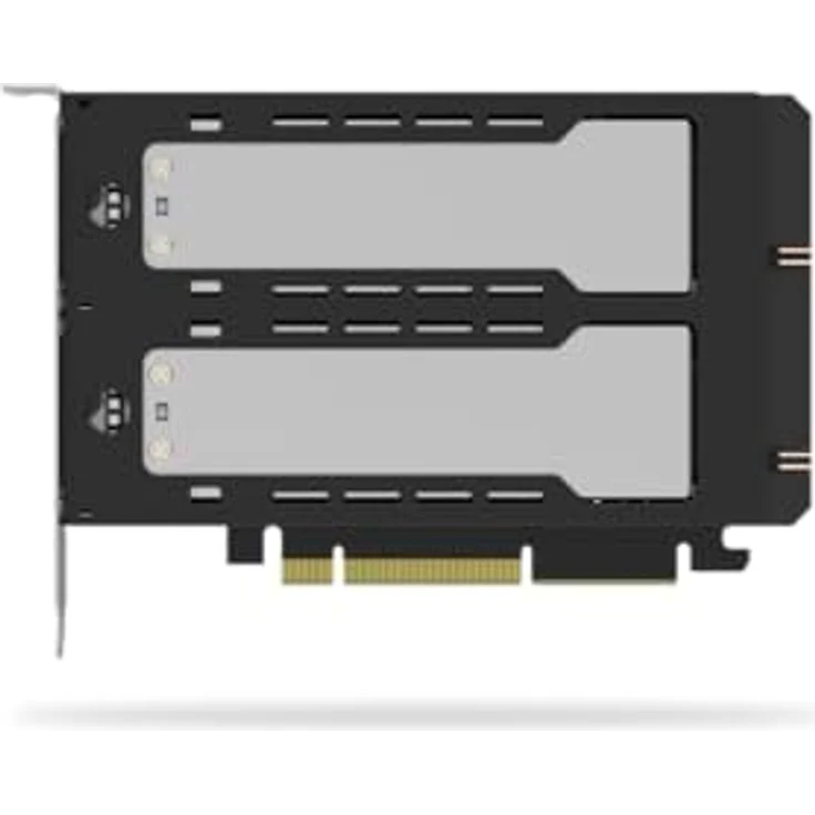 ICY DOCK ExpressSlot Elite MB842M5P-B, Wechselrahmen/Adapterkarte für 2x PCIe 5.0 M.2 NVMe SSDs mit Bifurcation, für PCIe x8/x16 Slot, bis 128Gbps pro SSD – Bild 2