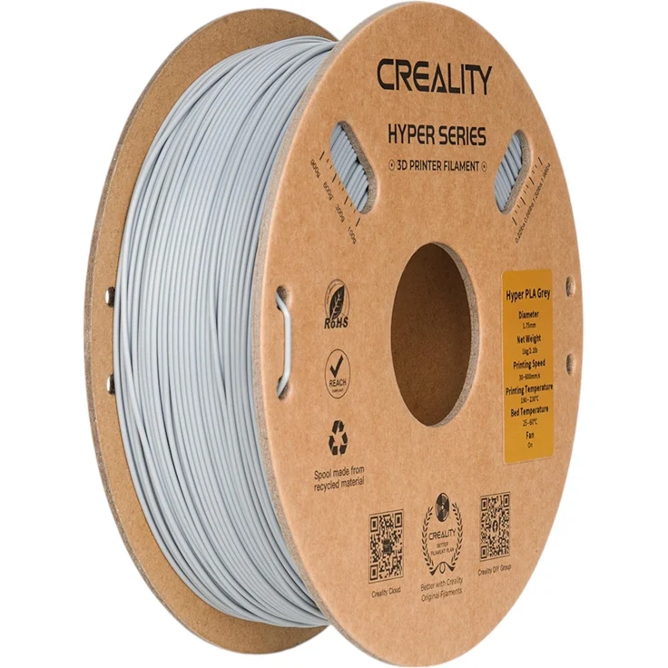 Creality Hyper Speed PLA 3D Filament, 1.75 mm, 1000 g, Grau, höchste Druckgeschwindigkeit bis 600 mm/s, hohe Präzision und Zähigkeit
