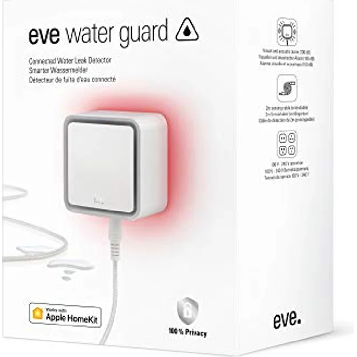 Eve Water Guard - Smarter Wassermelder, 2m Sensorkabel (verlängerbar), 100dB, Wasseralarm auf iPhone, iPad, Apple Watch (Apple HomeKit) – Bild 3