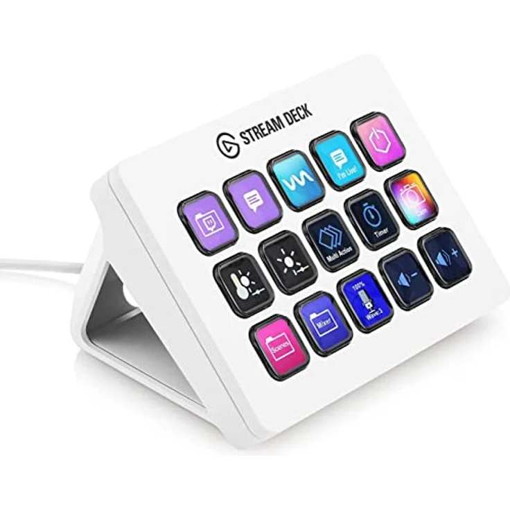 Elgato Stream Deck MK.2 White – Studio-Controller, 15 Makrotasten, Auslösen Von Aktion In Apps Und Software Wie OBS, Twitch, Youtube Und Anderen, Für Mac Und PC – Bild 1