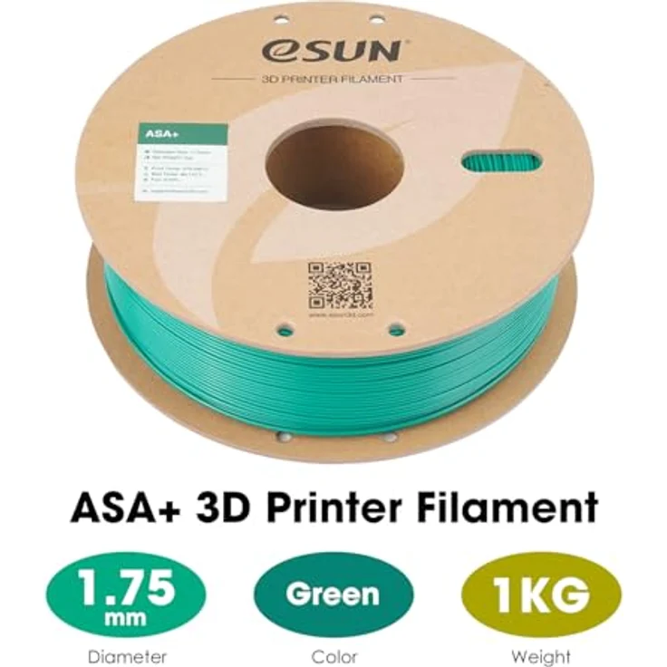 eSUN ASA+ Filament 1.75mm, Wetterbeständiges 3D-Druckmaterial, 1KG Spule (2.2 LBS), hohe Zwischenschichtfestigkeit, Grün – Bild 2