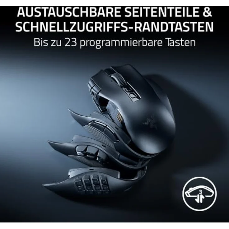 Razer Naga V3 Pro, Kabellose MMO-Gaming-Maus mit HyperScroll Tilt Wheel Gen-2, Focus Pro 50K Optical Sensor Gen-3 und austauschbaren Seitenteilen, Schwarz – Bild 2