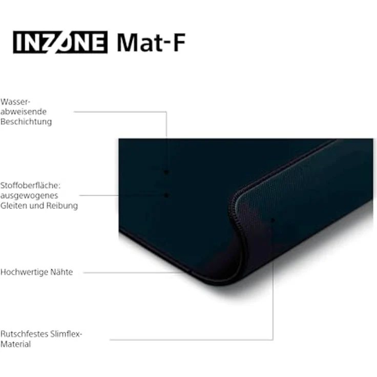 SONY INZONE Mat-F Gaming-Mauspad, 400 mm x 480 mm, rutschfeste SlimFlex-Basis, 6 mm Komfortschaum, schwarz – Bild 7