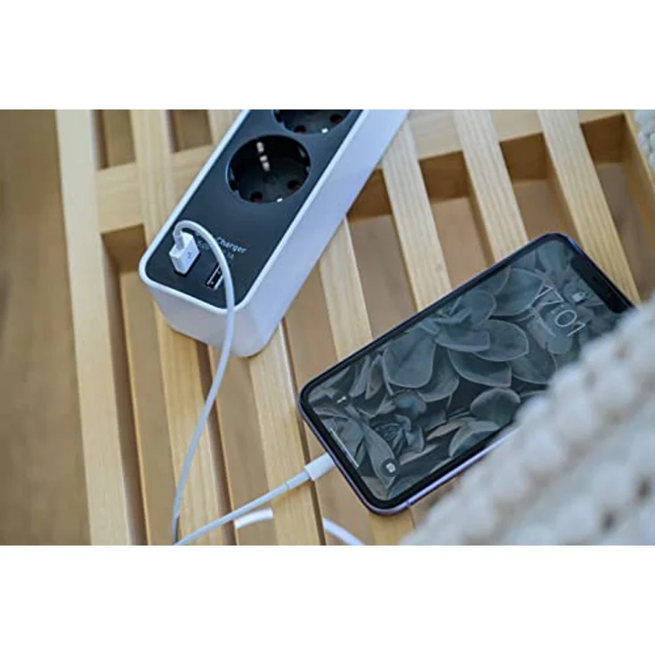 Brennenstuhl Ecolor Steckdosenleiste 4-fach mit USB-Ladebuchse (Steckerleiste mit 2x USB Charger, Schalter und 1,5m Kabel) weiß-schwarz – Bild 4