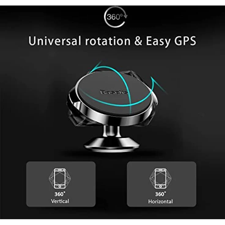 Baseus Handyhalter Smartphone Halterung fürs Auto Small Ears Serie Magnetisch (vertikaler Typ) Schwarz (SUER-B01) – Bild 3