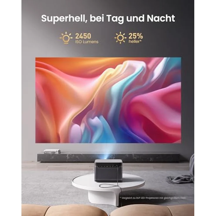 Dangbei DBOX02 4K Beamer, 2450 ISO Lumen, Netflix lizenziert, WLAN, Bluetooth, 2x12 W DTS:X, HDR10+, 200-Zoll-Bild, Autofokus – Bild 3