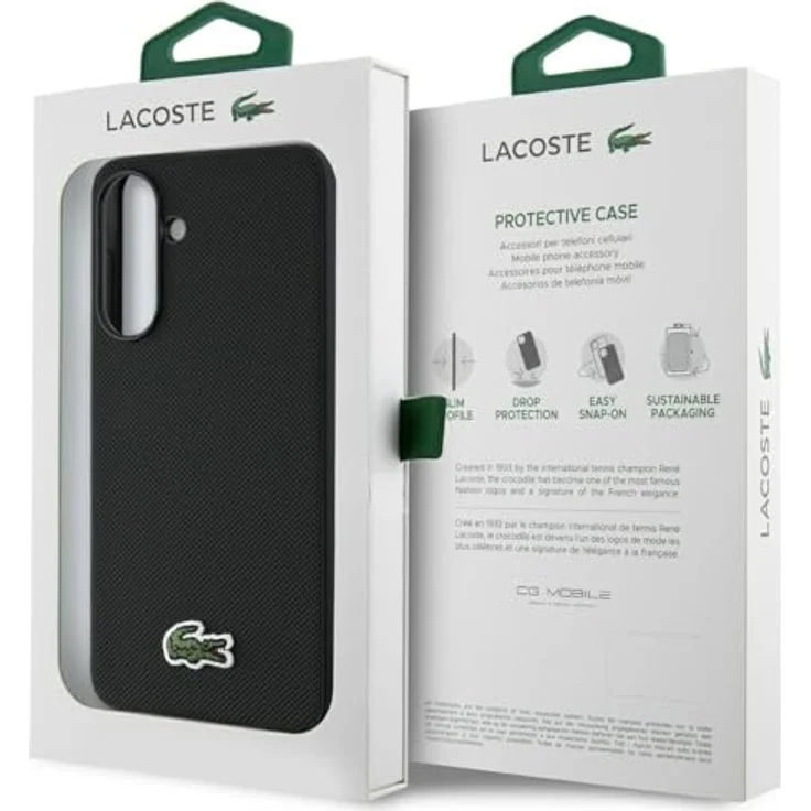 Lacoste Case Iconic Petit Pique Woven Logo für Samsung Galaxy A56, Smartphone Hülle aus TPU, schwarz – Bild 7