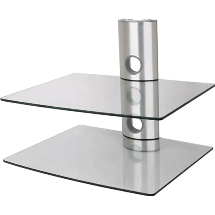 NEG Multimedia TV-Rack Suspender 502S (Silber) mit 2 Glas-Ablagen und Kabelmanagement-System