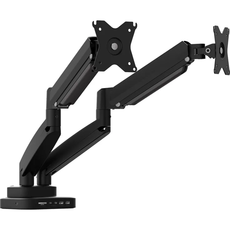 j5Create JTSA302-N, Gasfeder Monitorhalterung für 32" Bildschirm, 100 x 100 mm, Schwarz, bis 16 kg tragbar, mit 10-in-1 MST-Dockingstation