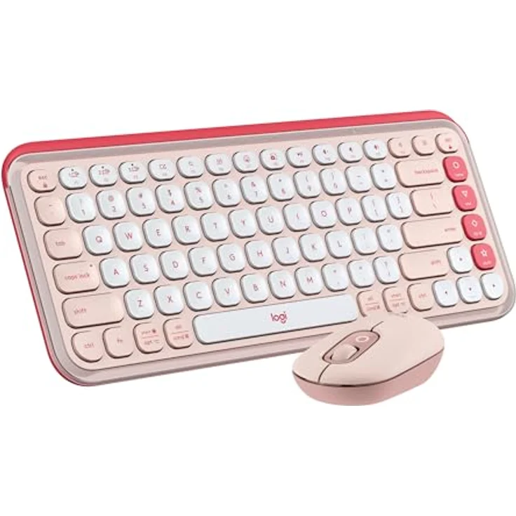 Logitech POP ICON Combo, Bluetooth-Tastatur-Maus-Set, leise Klicks, Easy-Switch für bis zu 3 Geräte - Rosa