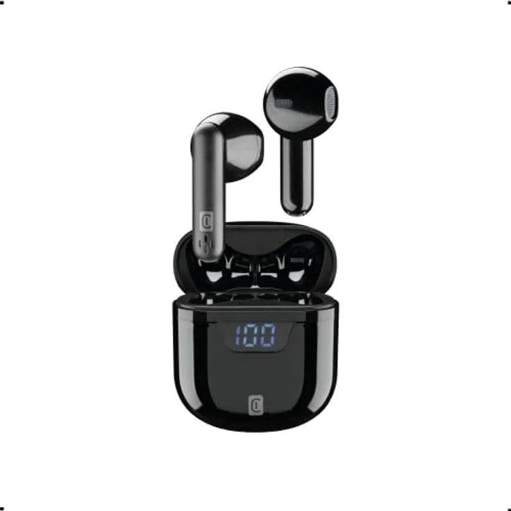 cellularline | Seek - Universal | Bluetooth 5.0 HiFi-Stereokopfhörer mit Ladekoffer - Gesamtautonomie von 15 Stunden - Aufladen 2 Stunden - Reichweite 10 Mt - Universal - Schwarz