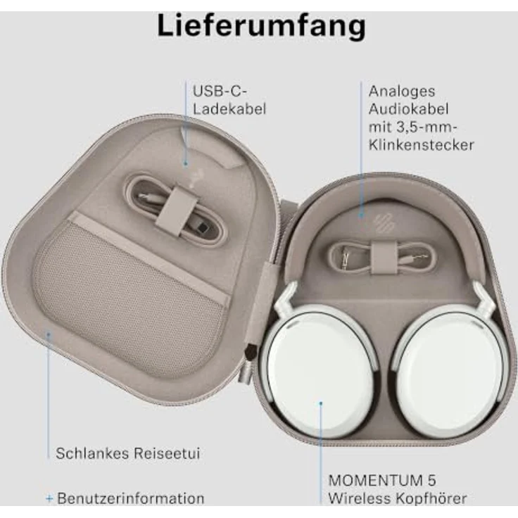 SENNHEISER MOMENTUM 5, Over-ear Kopfhörer mit Noise Cancellation und 57 Stunden Akkulaufzeit, Bluetooth Schwarz – Bild 9