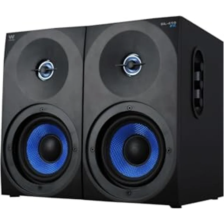 Woxter Dynamic Line 410 FX - 2.0 Stereo-Gaming-Lautsprecher (mit Strom versorgt mit Leistung 150W, Holz, 4, Woofer, 2 Hochtöner, 3,5 mm, RCA, Bassreflex-Control (Lautstärke, Höhen, Bass), Farbe schwarz – Bild 5