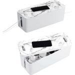 Hama Kabelbox Marmor-Design Kabelmanager Ladebox Mehrfachsteckdose, Kabel-Organizer Kabelmanagement Kabel-Aufbewahrung Kabelkasten Büro, Weiß