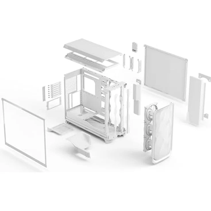 Fractal Design Meshify 3 XL Ambience Pro RGB PC Gehäuse, Big-Tower in Weiß, E-ATX, Tempered Glass, integrierte RGB-Beleuchtung, 3x 140-mm-RGB-Lüfter, Grafikkartenlänge bis 512 mm – Bild 10