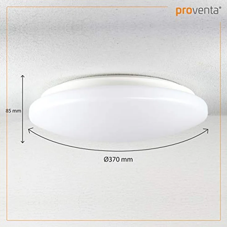 Proventa LED Deckenleuchte Ø 37cm spritzwassergeschützt für Bad Zone 2 und 3 geeignet warmweiß 3.000K 18W 1.600 Lumen – Bild 2