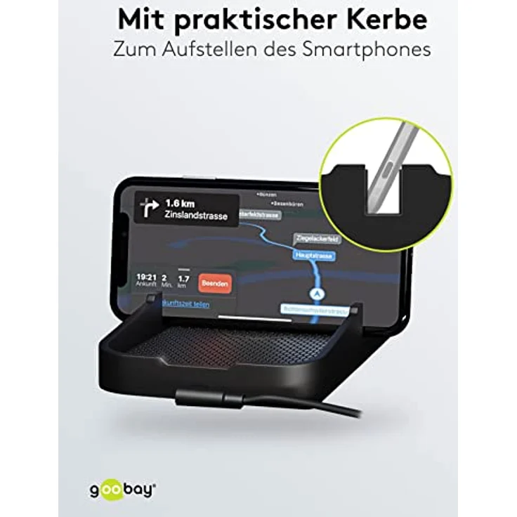 Goobay Kabelloses Kfz-Schnellladegerät 15 W, Schwarz (60471) – Bild 5