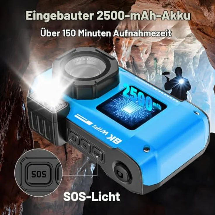 Yixinxin Unterwasserkamera 8K 70MP, wasserdicht bis 10 Meter, 18x Digitalzoom, WiFi und 32GB Speicherkarte – Bild 5