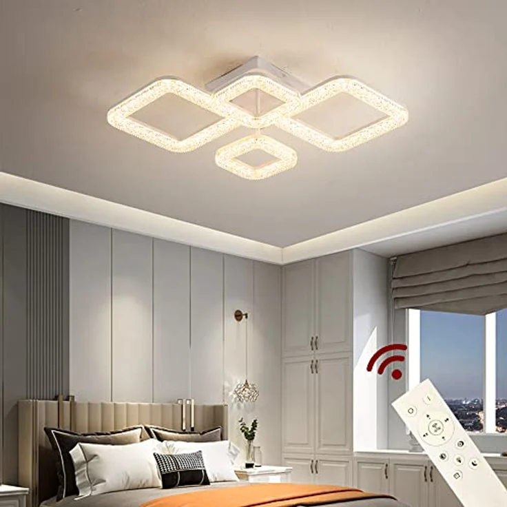 Eurotondisplay LED Deckenlampe DXF-2+2 mit Fernbedienung, dimmbar, Lichtfarbe/Helligkeit einstellbar, A+ Energieeffizienz, weiß/Bronze – Bild 2