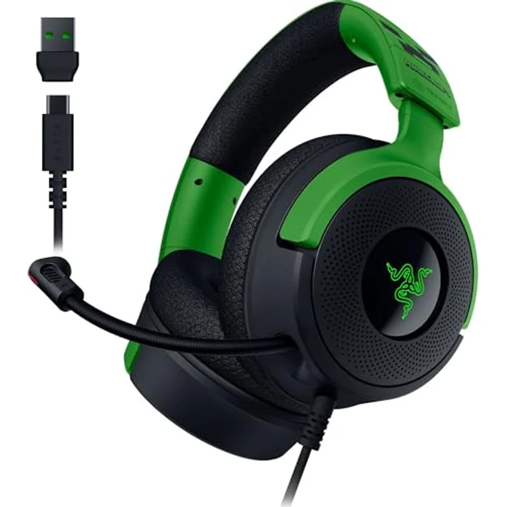 Razer Kraken V4 X Minecraft Edition - Kabelgebundenes USB-PC-Gaming-Headset mit Triforce 40mm-Treiber, Chroma RGB und Surround Sound, Minecraft – Bild 1