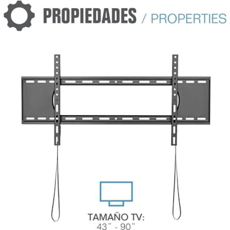 iggual SPTV86 TV-Wandhalterung, 109,2 cm (43-90 Zoll), 30 mm Wandabstand, VESA 50x50 bis 800x400 mm, nicht neigbar/drehbar, max. Traglast 80 kg, schwarz – Bild 5