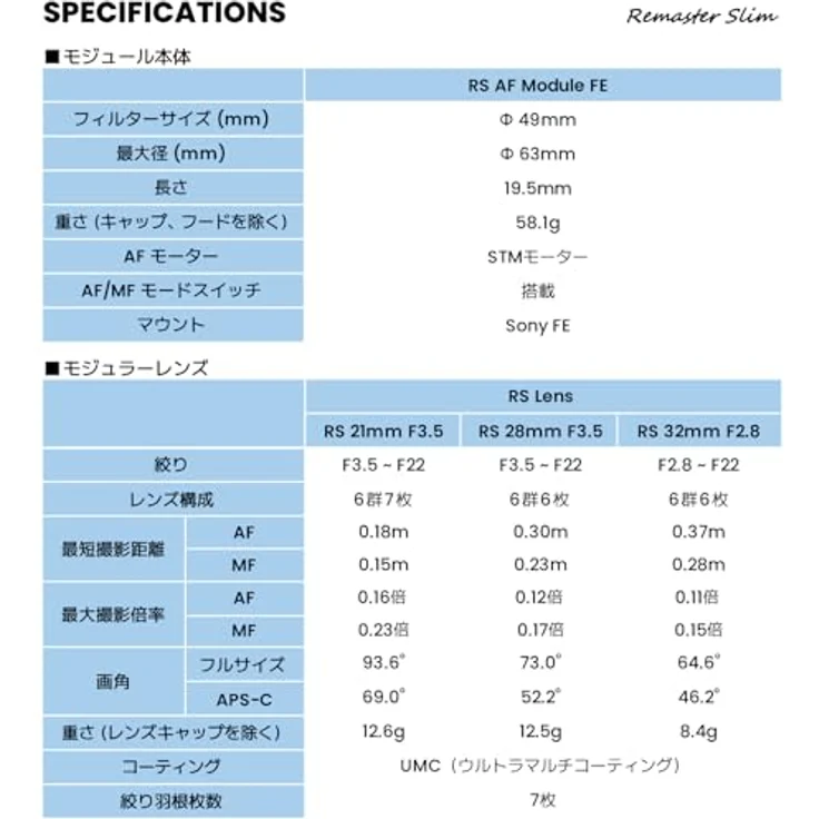 SAMYANG Modulares Objektiv: Slim Remaster [21, 28, 32 mm & Module mit Hardcase] - Sony E – Bild 5