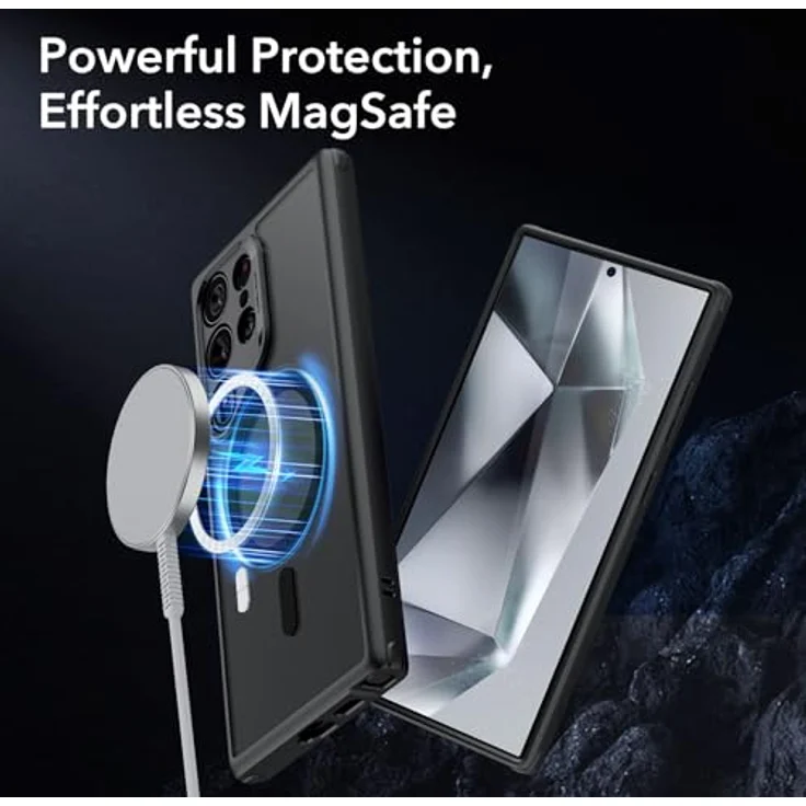 ESR Samsung S24 Ultra Hülle, magnetische Hülle mit MIL-STD-810H Militärschutz, vergilbungsbeständig, kompatibel mit MagSafe, Classic Serie, Mattschwarz – Bild 3