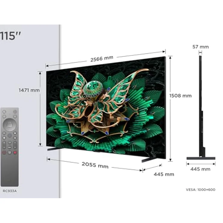 TCL 115C7K QLED Mini LED Fernseher, 115 Zoll, 4K HDR Premium, Dolby Vision IQ & Atmos, Smart TV mit Google TV, Onkyo 4.2 Sound, 144Hz VRR, HDMI 2.1, AMD FreeSync Premium Pro – Bild 2