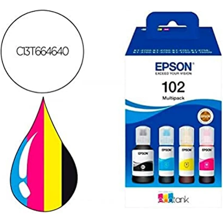 Epson EcoTank 664 - 4er-Pack - Schwarz, Gelb, Cyan, Magenta - Original - Nachfülltinte - für Epson L380, L395, L495, EcoTank ET-2650, L1455, L656, EcoTank ITS L3050, L3060, L3070 – Bild 3