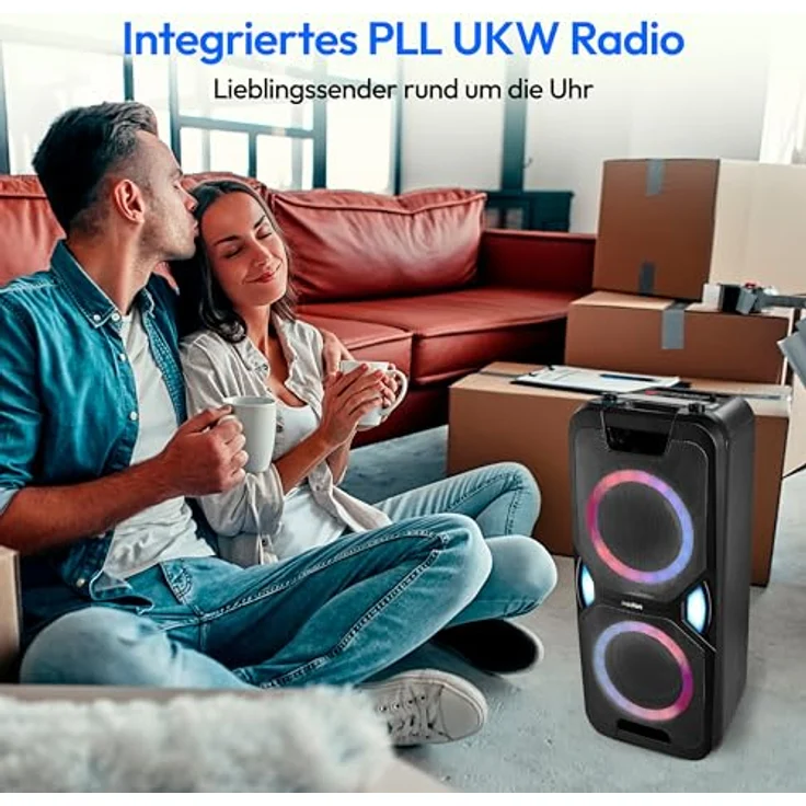 MEDION LIFE® P61468 Partylautsprecher, Bluetooth® 5.0, 44W RMS, X-Bass, Lichteffekte, Mikrofon, PLL-UKW – Bild 6