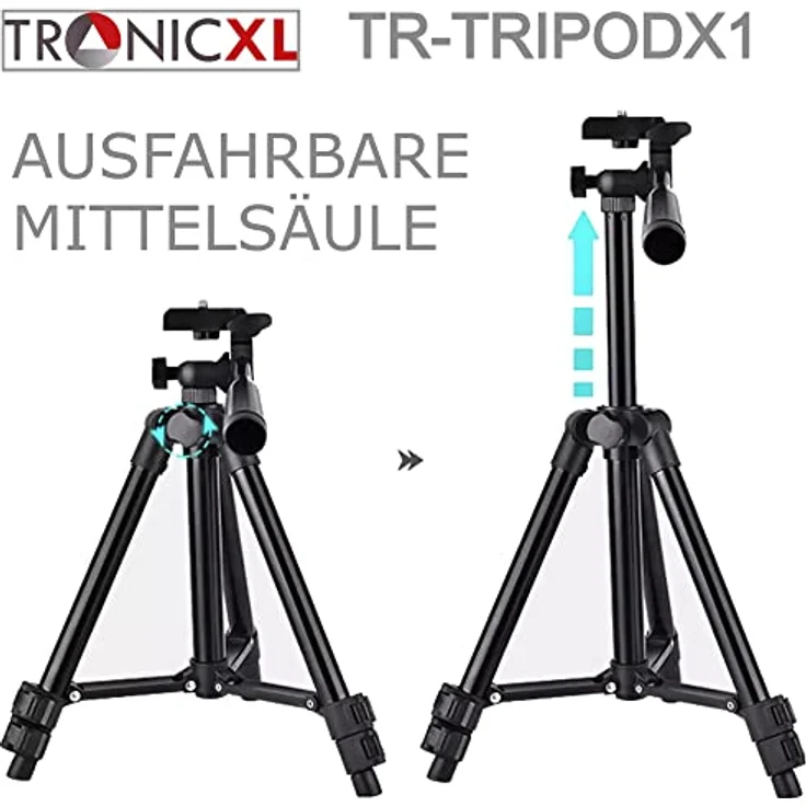 TronicXL 30-60cm Tripod Tisch Stativ für Kamera, höhenverstellbar, 3-Wege-Panoramakopf, kompatibel mit DSLR und Webcam, bis 1,5kg, inkl. Tasche, hochwertige Markenware – Bild 5