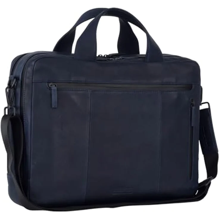 Leonhard Heyden Den Haag, Aktentasche aus 100% Leder mit Laptopfach für 40 cm, blau – Bild 2