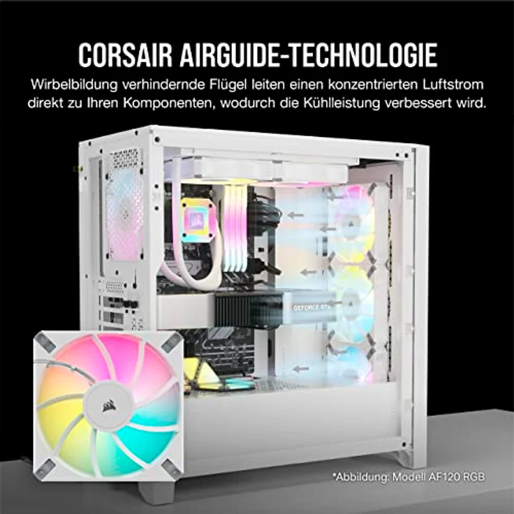 Corsair iCUE AF120 RGB ELITE 120mm PWM Dreifach-Lüfter-Kit - Acht RGB-LEDs Pro Lüfter - AirGuide-Technologie - Fluiddynamisches Lager - Inklusive iCUE Lighting Node CORE Controller - Schwarz – Bild 5