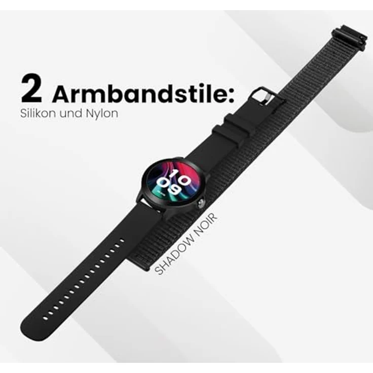 SPC Smartee Duo Vivo 2 - Smartwatch mit 1,32“ AMOLED-Display, Bluetooth-Anrufen, 100 Sportarten, IP68, 8 Tage Akkulaufzeit, 2 Armbänder in Schwarz, App-Steuerung für Android/iOS – Bild 3
