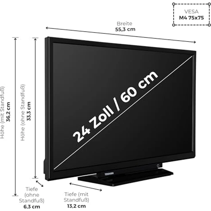 Toshiba 24WV3F63DA, 24 Zoll HD Smart TV mit HDR, Triple-Tuner und Bluetooth, VIDAA Smart TV – Bild 3