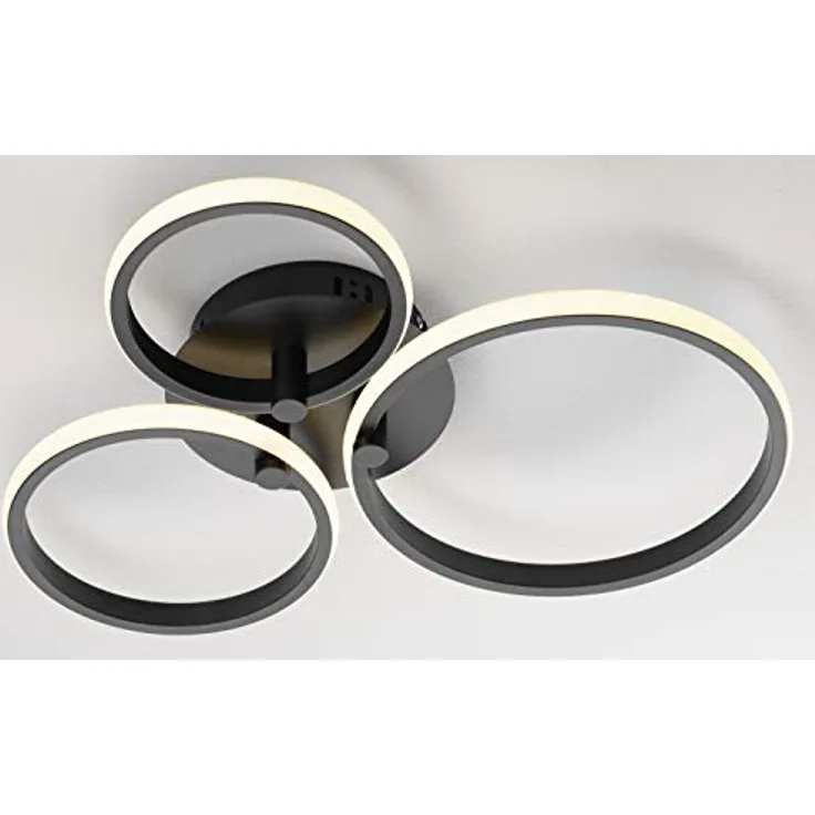 casa NOVA Deckenleuchte LED CIRCLES (DH 50x7 cm) schwarz matt, dimmbar, Metallgestell, 3-Stufen Dimmer