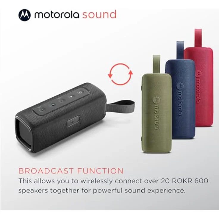 Motorola ROKR 600 Kabelloser Bluetooth-Lautsprecher, 30-W-Sound, Wasser- und staubdicht, für 20+ Lautsprecher, 6h Wiedergabe, Schwarz – Bild 4