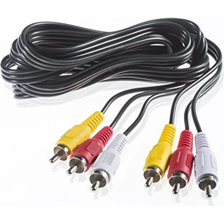 Poppstar Audio/Video Kabel 3x Cinch auf 3x Cinch AV/TV Camcorder Digitalkamera VHS Rekorder 1,8m schwarz – Bild 2