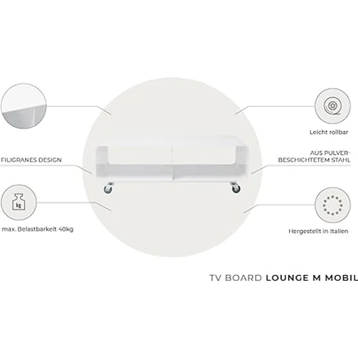 Kare Design TV Board Lounge M Mobil Weiß, 30x90x42cm – Bild 4