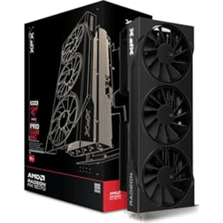 XFX Radeon RX9070 SWIFT OC Gaming Grafikkarte, 16GB GDDR6 Speicher, 3xDP/1xHDMI, AMD Radeon RX 9070 - Schwarz – Bild 1