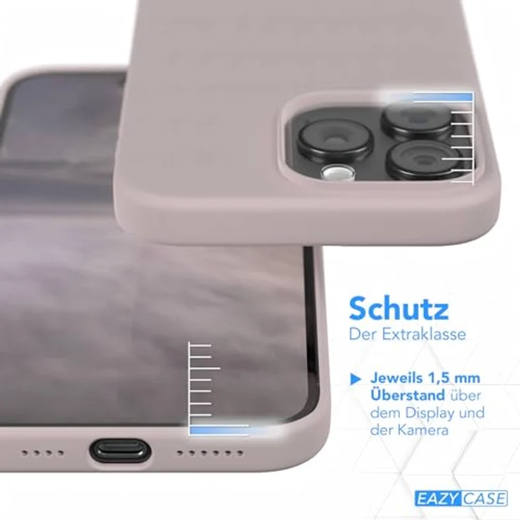 EAZY CASE Premium Silikonhülle für iPhone 15 Pro Max, Slimcover mit Kameraschutz, Microfiber-Innenseite, Rosabraun – Bild 3
