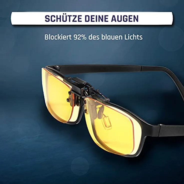 KLIM OTG Brillen Clip on Gläser gegen blaues Licht NEU Guter Schutz bei der Arbeit am Bildschirm - Gaming Brillen PC Mobil TV - Anti Augenmüdigkeit Anti UV Anti blaues Licht-Filtert blaues Licht - Preisvergleich – Bild 3