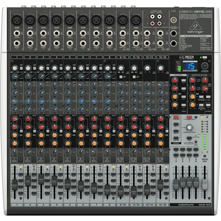 Behringer XENYX X2442USB, Mischpult mit integrierten Effekten und USB-Audio-Interface für Studio- und Livemixing