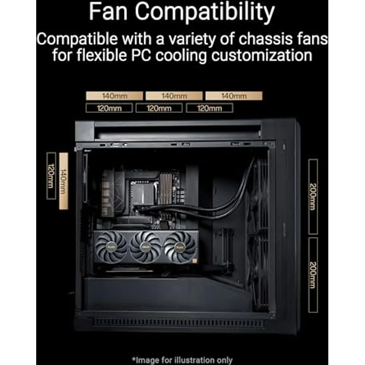 ASUS ProArt PA602 Wood Edition E-ATX PC Gehäuse (zertifiziertes Holz, vorinstallierte Systemlüfter, unterstützt 420 mm Radiator, USB Typ-C 20Gbps) – Bild 5