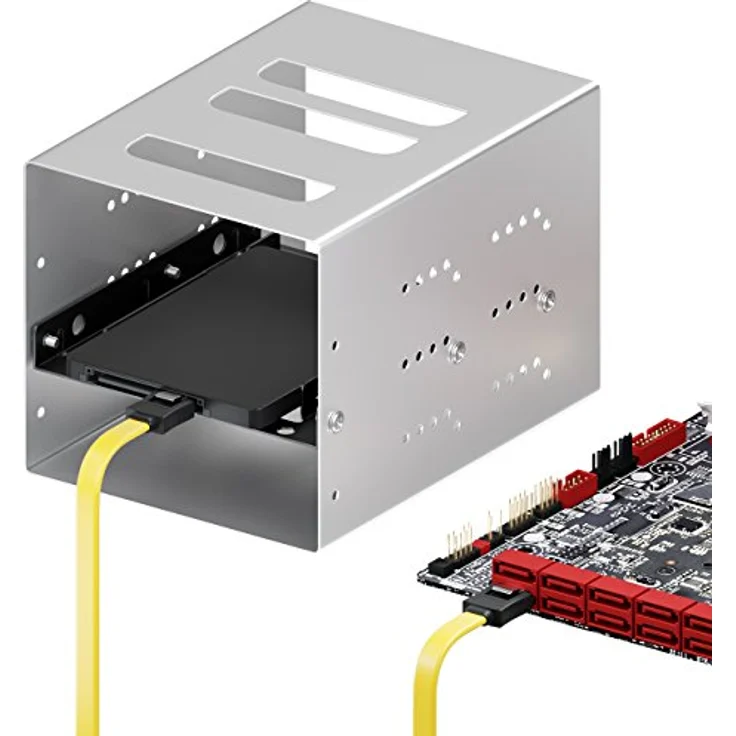 deleyCON [0,3m] S-ATA 3 Kabel - flexibles PREMIUM SATA 3 HDD / SSD Datenkabel mit Clip - 2x Stecker gerade - bis 6 GBit/s - Länge: 30cm / Farbe: Gelb – Bild 6