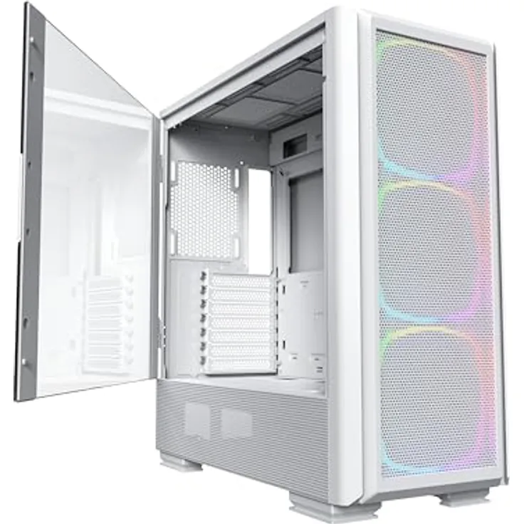 Montech SKY TWO GX, PC Gehäuse in Weiß, Elegantes Airflow-Gehäuse mit Mainboards bis E-ATX und 360 mm Radiator möglich