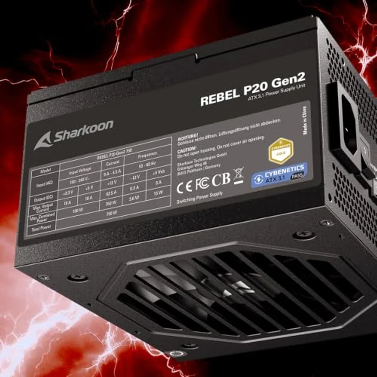 Sharkoon Rebel P20 Gen2 850 Black, PC-Netzteil mit 12 Pin High Power Anschluss, ATX-3.1-kompatibel, modularem Kabelmanagement und Cybenetics-Gold-Zertifizierung – Bild 4