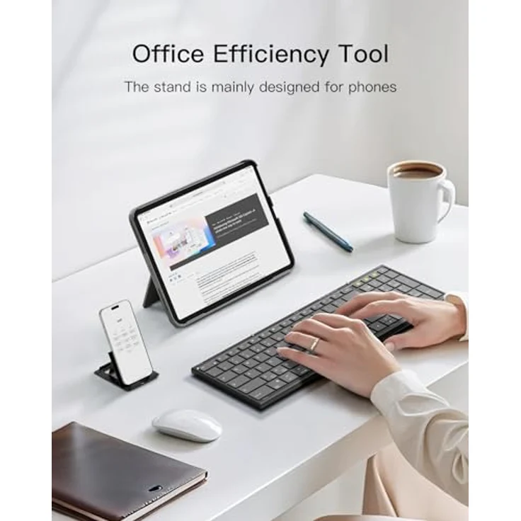 Inateck Faltbare Kabellose Tastatur Nomad N0135, Bluetooth-Tastatur mit Nummernblock, Multi-Device Verbindung, Tragbares Design, Smart AI Funktion, für iPad/iPhone/Android/Windows, mit Ständer – Bild 4