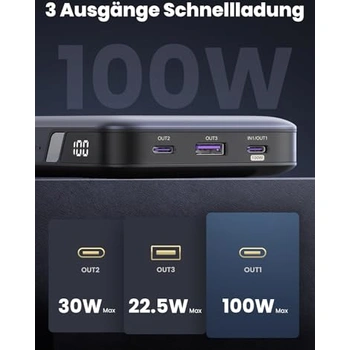 UGREEN Nexode Power Bank 20000mAh 145W Max, met Qi2-certificering, 15W draadloos snel opladen